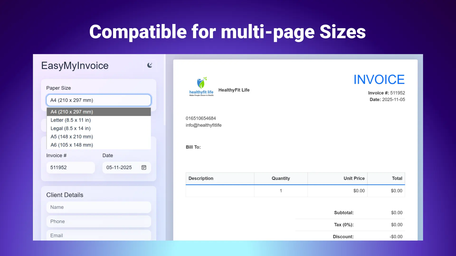 Invoice customization options